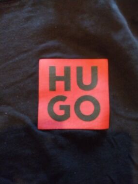 HUGO Black Short Sleeve Tee with Red Logo